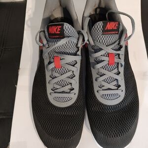Nike Black and Gray Sneakers with Red Highlights
